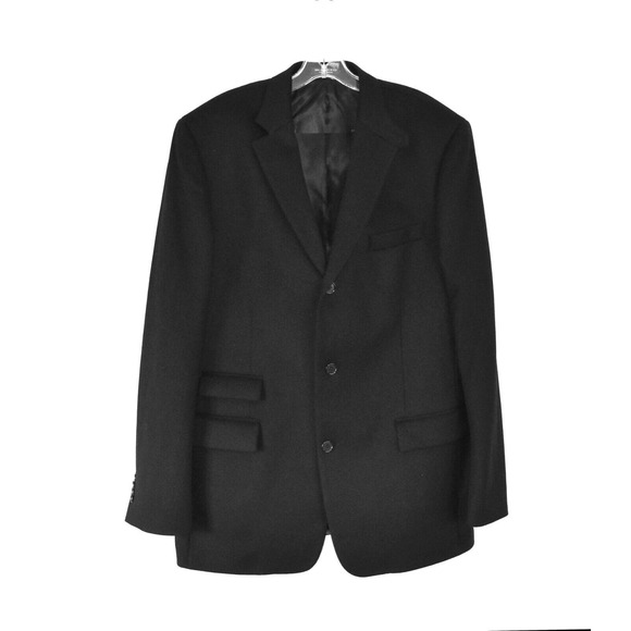 C0 Auth JOHN VARVATOS Black Wool Cashmere Silk Single Button Blazer Size 44 Long